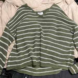 Oversized Sage & white striped knit Sweater
